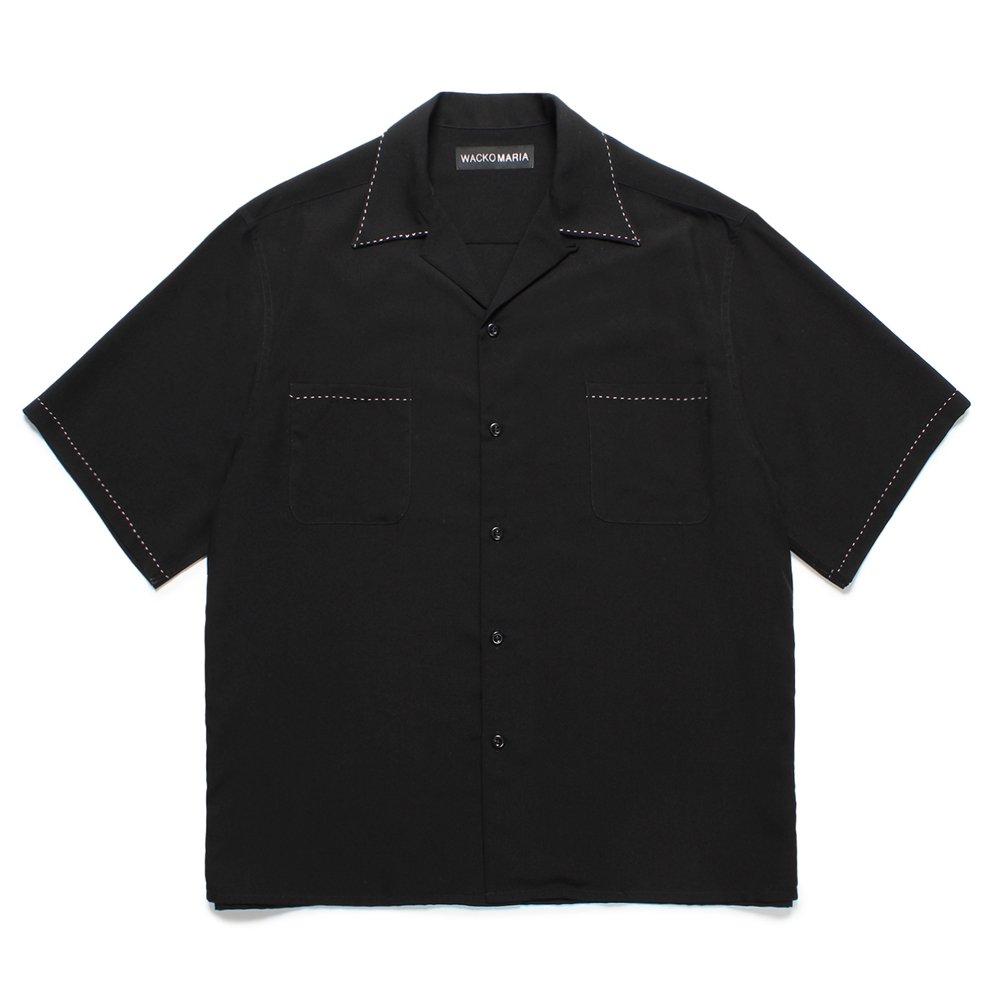 WACKO MARIA/50'S OPEN COLLAR SHIRT（BLACK）［ピンポイントステッチ