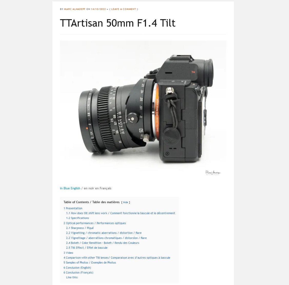 TTArtisan Tilt 50mm F1.4は優れたビルドクオリティながらライバルが