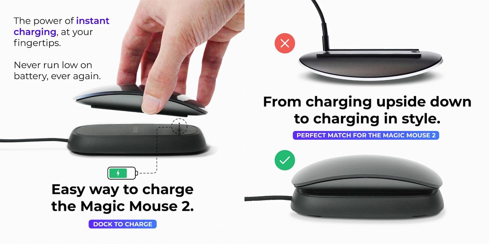AppleのMagic Mouse 2を裏返さずに充電できる充電スタンド「Ascrono