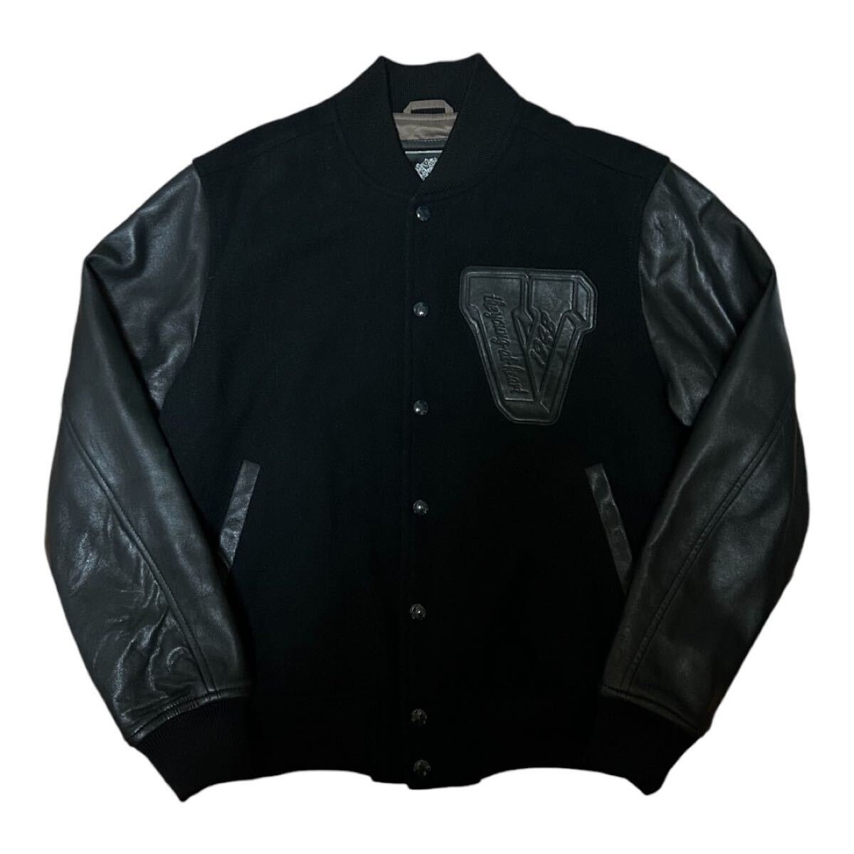 美品 VAN JAC アーチロゴ 袖レザー スタジャン 羊革 L ブラック｜Yahoo