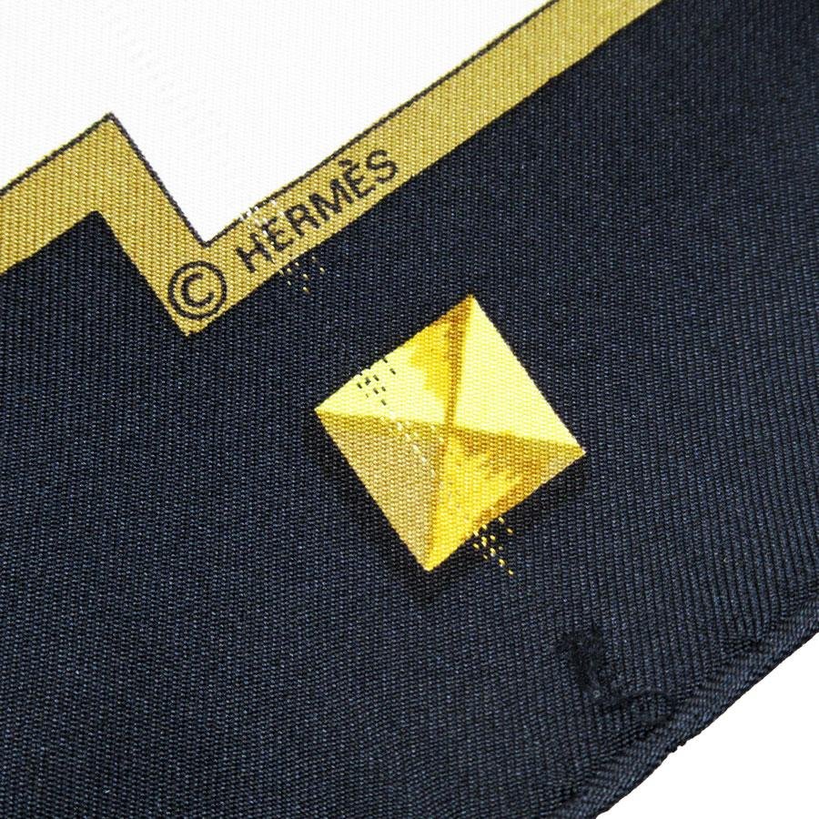 HERMES（エルメス） スカーフ カレ90 LES CLES 鍵 シルク ブラック