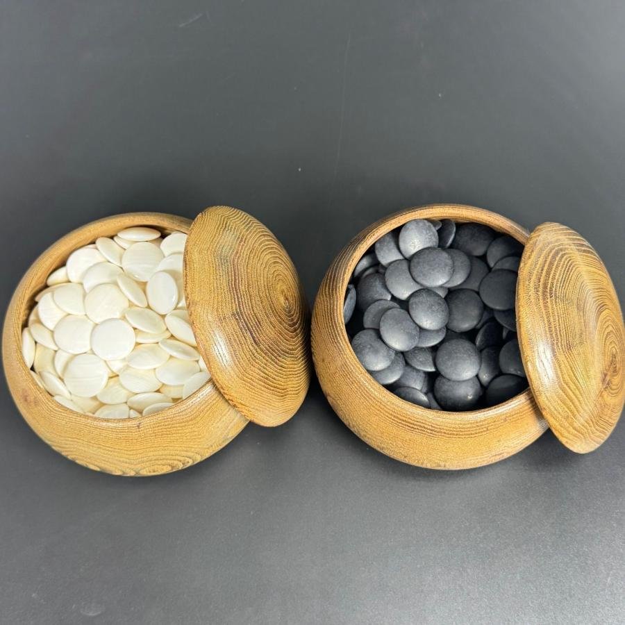 天然本蛤 那智 黒石 碁石 骨董/囲碁/碁笥/碁石/雪印/月印/華印