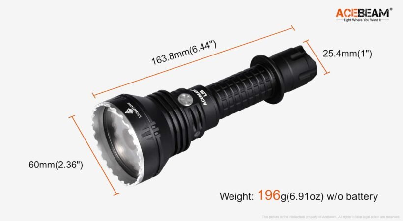 AceBeam L19 V2.0 Green LED Flashlight - 2200 Lumens, 1520 Meter Throw