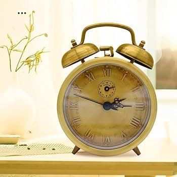 Amazon.co.jp: レトロ機械式目覚まし時計サイレントゴールド時計仕掛け