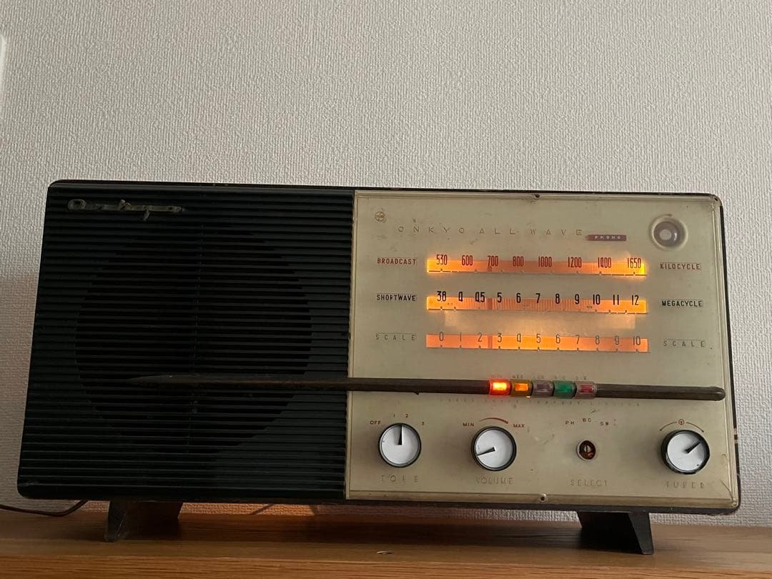 昭和レトロ アンティーク 木製 ONKYO 真空管ラジオ インテリア オンキョー ONKYO 真空管ラジオ ラジオ レトロ家電 ビンテージ