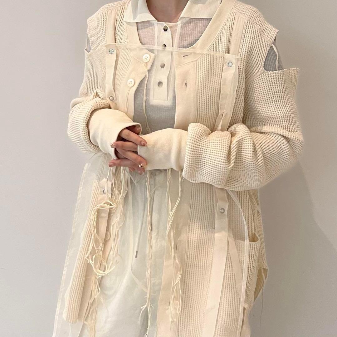 midorikawa カーディガン Midorikawa / Crewneck thermal cardigan-Midorikawaの通販EQUAL