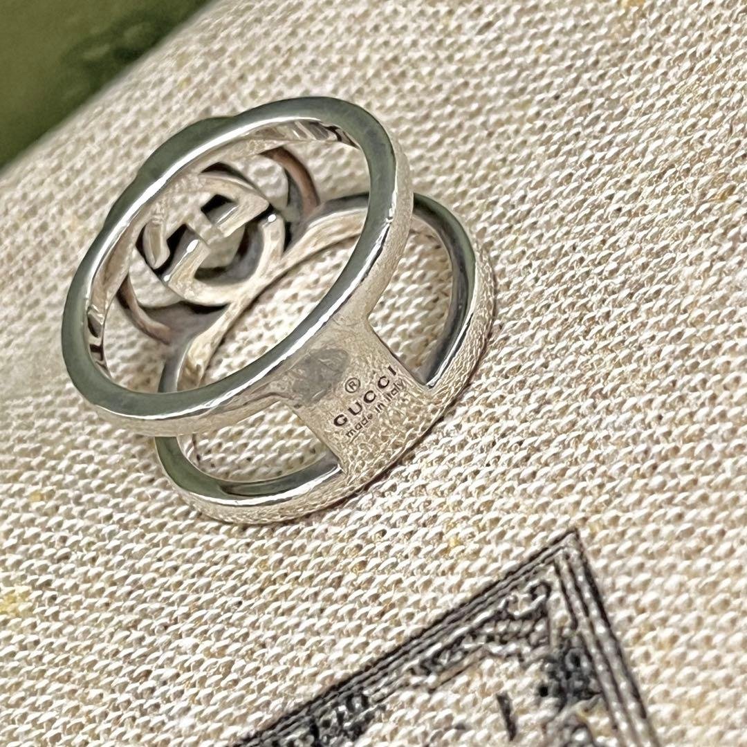 極美品 GUCCI 指輪 リング インターロッキング シルバー ロゴ 11号