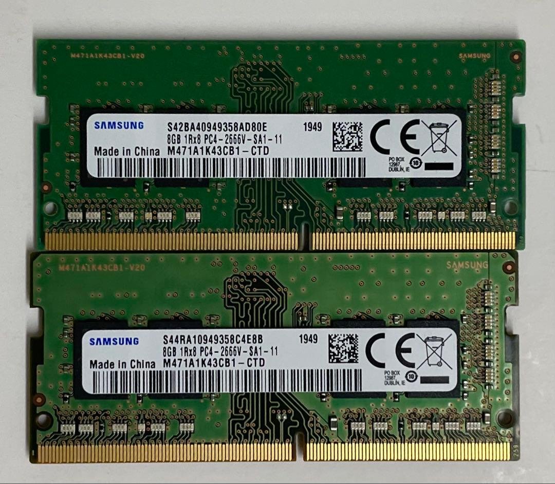 Samsung 8GB DDR4 2666MHz メモリ 2枚 SAMSUNG（サムスン） ddr4 8gb ノート用 SAMSUNG PC4-2666V 8GB 4GB 2