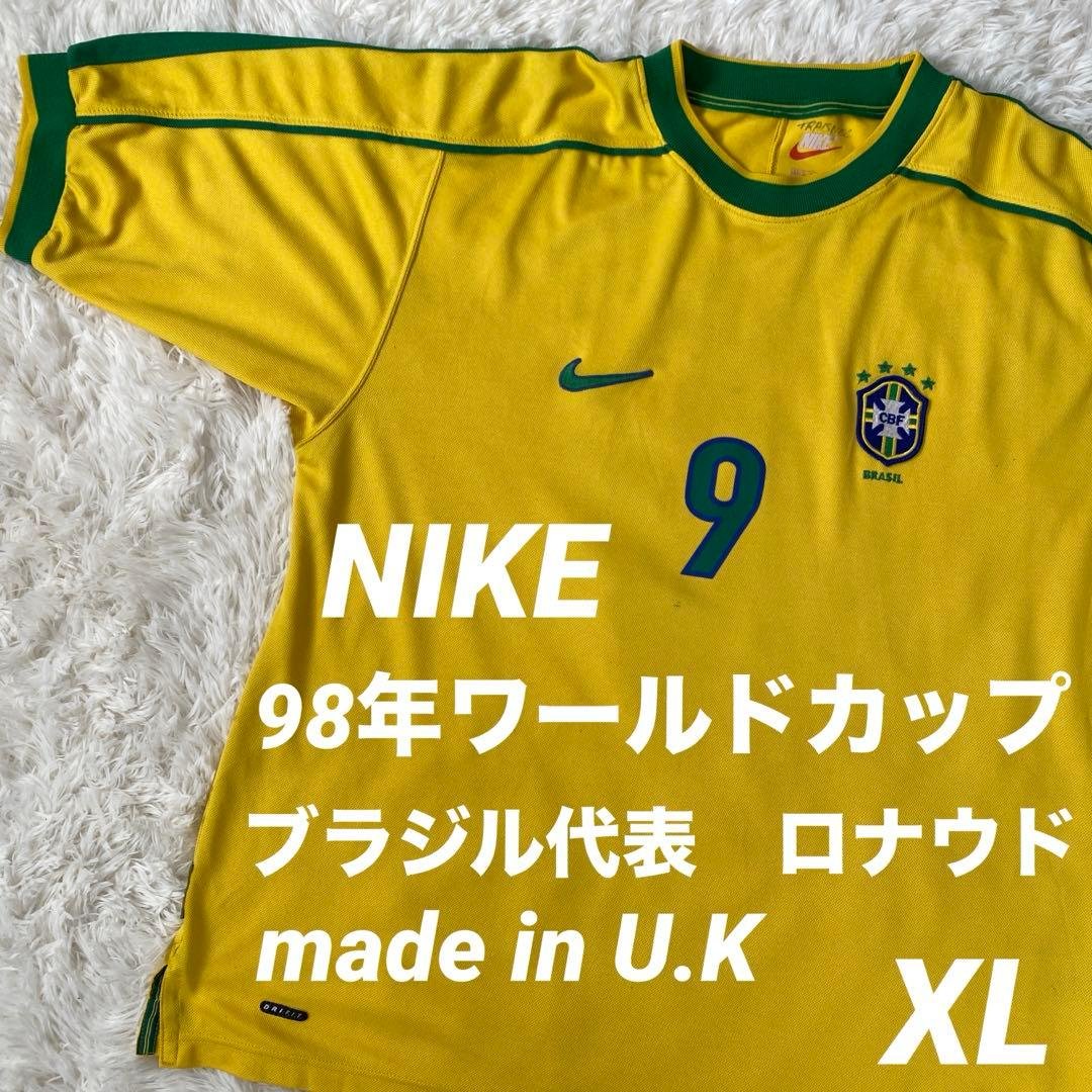 【ナイキ】　ブラジル代表　ロナウド　98フランスW杯　当時物　イギリス製　XL ナイキ】 ブラジル代表 ロナウド 98フランスW杯 当時物 イギリス製 XL