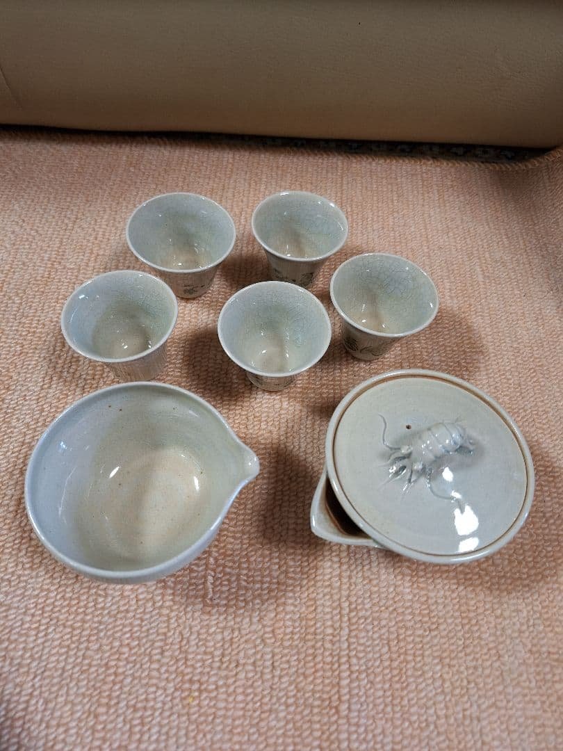 虫明焼、森　香泉、煎茶器セット かもしか道具店 急須 直 150 セット 茶時間 日本製 萬古焼 陶器 茶器